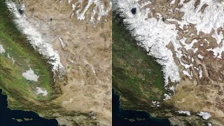 Before and after images show California snowpack replenished by fierce storms [upl. by Ellevel35]