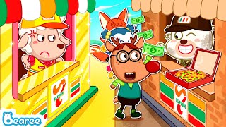 Beary Tales 🐾 Rich 7Eleven vs Poor 7Eleven Convenience Store Kids Pretend Play Selling Food Toys [upl. by Cal193]