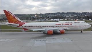 AIR INDIA ONE B747437 VTEVB departure at Zurich Airport with WEF delegation on board  4K [upl. by Perlman]