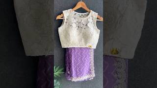 Threads lavender chiffon designer saree with embroidery blouse saree threadslabel [upl. by Gnek]