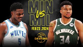 Minnesota Timberwolves vs Milwaukee Bucks Full Game Highlights  February 23 2024  FreeDawkins [upl. by Sanfourd]