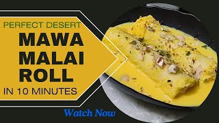 Mava Malai Roll  10 min Sweet Recipe  Bread Sweet Roll  Instant Desert  Simple Recipe  Tasty [upl. by Lilak]