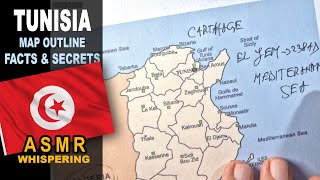 TUNISIA  map contour drawing amp governorates  Facts and Secrets  ASMR whispered geography facts [upl. by Beverlee]