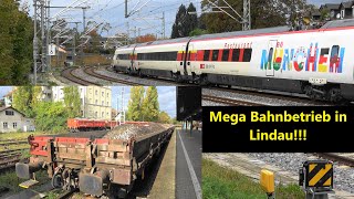 Lindau 💪Toller Bahnverkehr in Lindau mit Bauzügen Werbezug und mehr [upl. by Ari358]