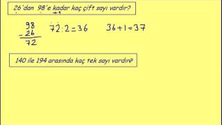 2015 Yeni 4 Sınıf Matematik Arasında Kaç Çift Sayı Var 01 [upl. by Kosak]