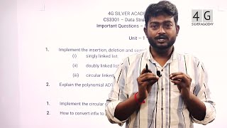 Data Structures Important Questions CS3301 February 2024 Exam Anna University Semester 3 [upl. by Dorsy801]