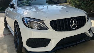 Loud Stage 2 Downpipes C450C43 Exhaust Startup Revs Driveby POV… [upl. by Emmer]