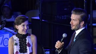 Millie Bobby Brown interviews David Beckham  UNICEF 70th Anniversary Special Event [upl. by Nodnal795]