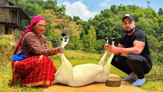 HUGE Mutton Curry In Nepali Village 40kg Goat🇳🇵 [upl. by Martguerita]