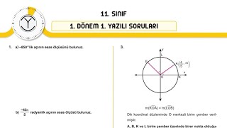 11SİNİF 1DÖNEM 1YAZILI ORİJİNAL YAYINLARI MATEMATİK YAZILI SORU ÇÖZÜMLERİ PDF [upl. by Blanc86]