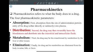 Lecture 5 Pharmacokinetics “distribution” [upl. by Eliott]