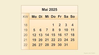 Kalender Mai 2025 [upl. by Oderfla]