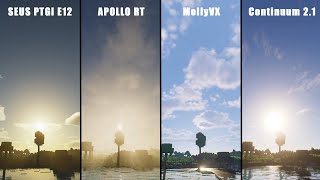 TOP 4 HIGH END MINECRAFT SHADERS COMPARISON  SEUS PTGI E12  APOLLO RT  MOLLYVX  CONTINUUM 21 [upl. by Ellerahc737]