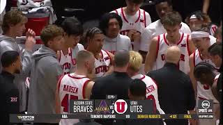 Utah Mens Basketball Opens Season With Win Over Alcorn State At Home [upl. by Yelkrab]