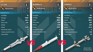 YJ12A Vs BrahMosII Vs ATMACA  Epic Missile Comparison  Modern Warships Best Tier 3 Missile [upl. by Westphal]