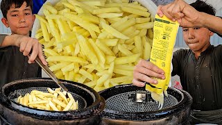 11 Years Old Kid Selling French Fries 🍟 Street Food Afghani Fries Recipe  Hardworking Afghani Boy [upl. by Reffinej]