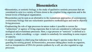 Biosemiotics [upl. by Arikehs]