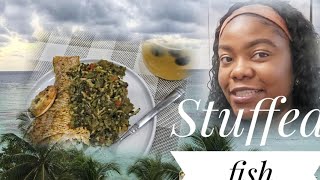 Tasty meals Callaloo stuffed fish🤗 [upl. by Lepley863]