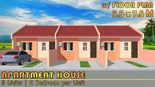 41 SQM  SMALL APARTMENT DESIGN  3 UNITS  2 BEDROOM per UNIT [upl. by Adnaluy]