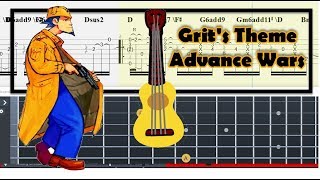 Guitar Tab Grits Theme Advance Wars Fingerstyle Tutorial Sheet Lesson Anp [upl. by Ravo407]