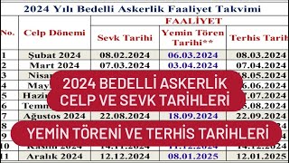 2024 Bedelli Askerlik Celp ve Sevk Tarihleri  Yemin TÃ¶reni ve Terhis Tarihleri [upl. by Dibru]