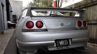 R33 Skyline GTST  big muffler standing rev [upl. by Attennhoj502]