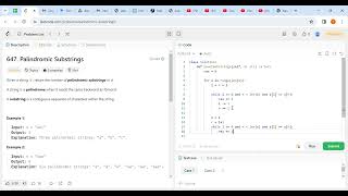 Leetcode Problem 647 Palindromic Substrings dsa leetcode amazon dsalgo python faang faangm [upl. by Crotty]