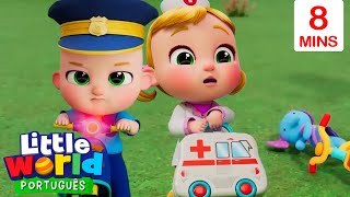 Bombeiro Policial e Doutor 🚒👮‍♂️👨‍⚕️  O Mundo de Nina e Nico  Little World Português [upl. by Zul]