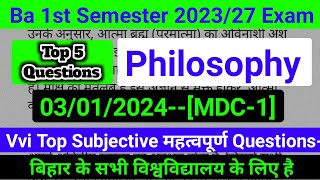 Ba Sem 1 philosophy Vvi Questions  Ba Philosophy Important Questions  Ba Philosophy Mdc1 Question [upl. by Mars72]