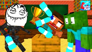 Monster School  BOTTLE FLIP TOURNAMENT CHALLENGE  Minecraft Animation [upl. by Linnea]