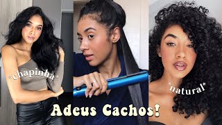 ALISANDO O CABELO CACHEADO chapinha em casa [upl. by Yoreel]