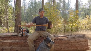 Getting natural resources Splitting Incense Cedar firewood in the National Forest [upl. by Lillith]