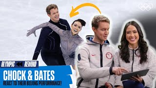 Madison Chock amp Evan Bates react to their Beijing 2022 performance [upl. by Zetram]