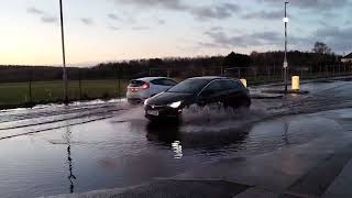 Winter town heavy rain fall flooded roads [upl. by Gennifer]