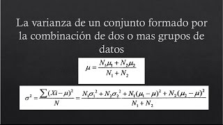 ESTADISTICA  varianza de un conjunto formado por la combinancion de dos grupos de datos [upl. by Morita]