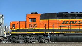 BN TEBC6 number 54 nee CBampQ SD9 361 and BNSF 1905 nee ATSF 5128 paired and in transit [upl. by Hanikas]