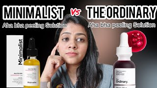 Minimalist peeling solution Vs The ordinary AHA BHA peeling solution  Honest review amp comparison [upl. by Aidnic]