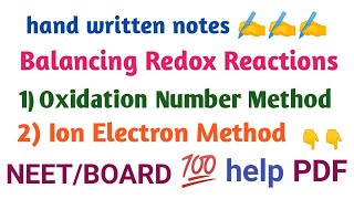 Balancing Redox Reactions Oxidation Number method ion electron method [upl. by Nahtnahoj344]