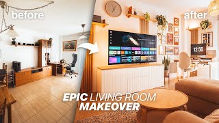 Cozy Living Room Makeover  New Desk Setup REVEAL [upl. by Repohtsirhc]