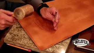 Making a Leather Journal Cover Chapter 3 Adding a Tooled Feather Design to a Journal Cover [upl. by Cida]