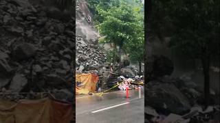 Mountain rock landslide road blocktravel roadmountainblockshorts [upl. by Dasya468]