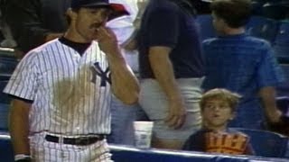 Don Mattingly helps himself to a young fans popcorn [upl. by Austreng627]