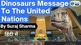 Don’t choose extinction’ Dinosaur at UN urges world to act against climate change  UNDP UNGA [upl. by Atikihs]