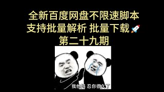 2024 百度网盘 又一不限速下载脚本 高速解析 高速下载 pandownload 在线解析 二十九期 [upl. by Lyons]