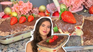 A SOBREMESA PERFEITA PARA A CEIA DE NATAL 🎅🏼🍓 BOMBOM DE MORANGO NA TRAVESSA 🍫 [upl. by Htennek]