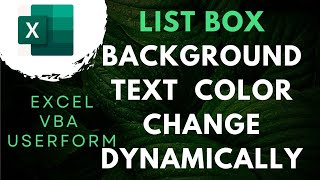 vba userform listbox listview background and font text color change [upl. by Weitzman403]