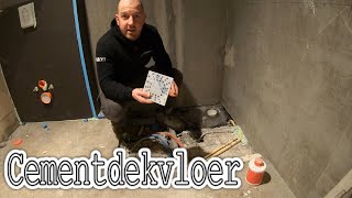 Cementdekvloer Badkamervloer Zandcement doucheverlaging met een putje Begin tot Einde [upl. by Charleton357]