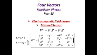 Electromagnetic field tensorMaxwell tensor Part 13 Four vectors Relativity Physics [upl. by Negiam]