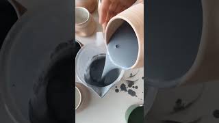 How to Glaze Pour Pottery Cup Interior glaze pour behindthescenes pottery ceramics handmade [upl. by Fortunio]