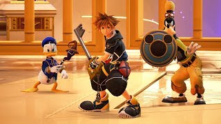 Kingdom Hearts 3  Sora Donald Goofy amp Hercules Battle the Mountain Titans [upl. by Leler]